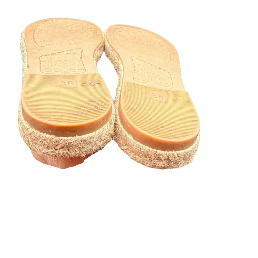 Maypol Studded Leather Espadrille Sandals Black Gold EU 38 US 7.5
